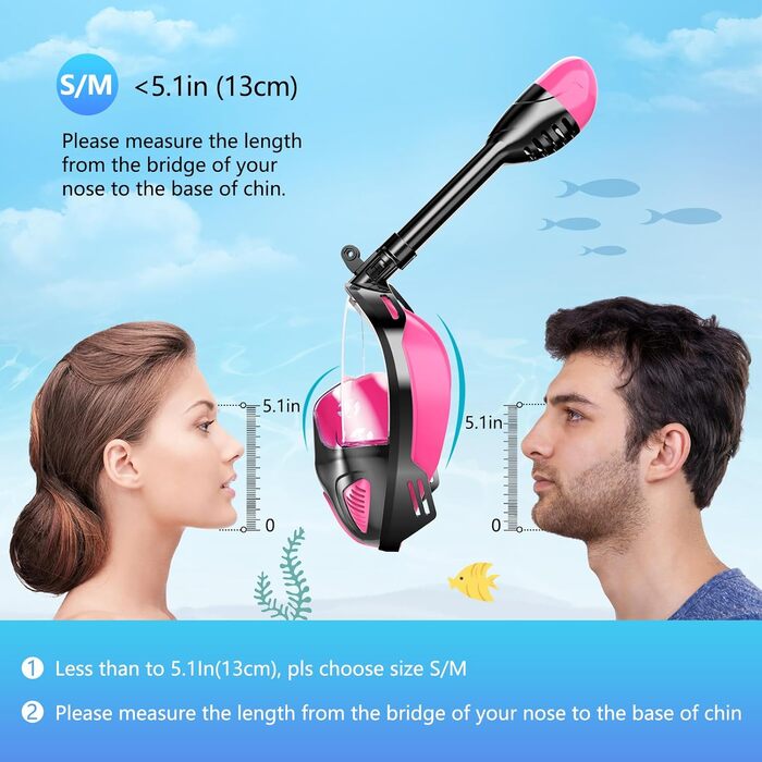 Маска для сноркелінгу, маска для повного обличчя, маска для дайвінгу 180 для дорослих/дітей, комплект для сноркелінгу із захистом від протікання та запотівання