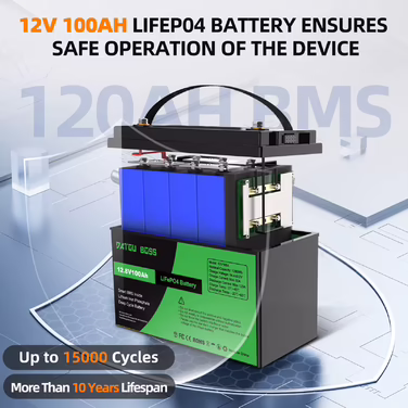 DATOUBOSS LiFePO4 12V Battery with BMS 8000Cycles, 100A 200A 300A, for Inverter, Motorhome, Solar System, Boat, Household, Solar