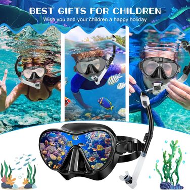 Набір для сноркелінгу, Набір для сноркелінгу для дорослих, Маска для сноркелінгу, Маска для сноркелінгу для дорослих, Маска для дайвінгу, Окуляри для дайвінгу з трубкою, Окуляри для дайвінгу для дорослих з трубкою, Чорний