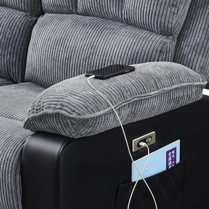 Електричний диван LSLIFE з функцією масажу та підігріву, масажний диван, крісло, лінивий реклайнер для людей похилого віку, ергономічний диван для відпочинку (синій, 2 особи)