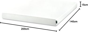 Матрац Zinus 140x200 см H3 - Збагачений зеленим чаєм для тривалої свіжості - Висота 15 см - Ергономічний матрац з холодної піни - Сертифікований Oeko-TEX - Виготовлено за німецькими стандартами 140 x 200 см Висота 15 см Холодний гель