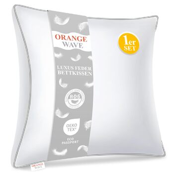 Помаранчева хвиляста подушка 80x80 см Пухова подушка 3-камерна пухова подушка 80x80, подушка з пухом та пір&39ям, подушка для ліжка, RDS та Oeko-Tex, подвійне поєднання м&39якості та підтримки 80x80x25 см