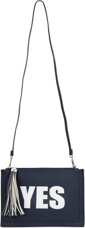 Клатч styleBREAKER з принтами ТАК та НІ, китицею на блискавці, ручкою для носіння на руці та знімним ремінцем, жіночий 02012078, колір Білий/Темно-синій