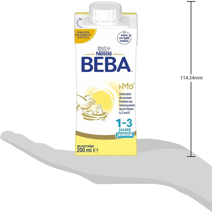 Готовий до вживання молочний напій BEBA Junior 1-3 роки, дитяче харчування з HMO 2&39-FL, без пальмової олії, 6 шт. (6 x 200 мл)