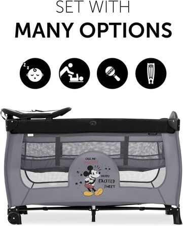 Дорожнє ліжечко Hauck Sleep N Play Center, Міккі Маус, швидко та компактно складається, з пеленальною підкладкою та сумкою для подорожей, 120 см x 60 см, від народження 15 кг SLEEP N PLAY Міккі Маус