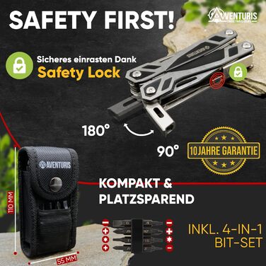 Багатофункціональний інструмент AVENTURIS з нержавіючої сталі з 21 функцією. Багатофункціональний інструмент Гаджет для чоловіків,