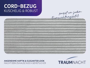 Диван-ліжко Dream Night з сірим вельветовим чохлом, знімний чохол, який можна прати, спальна зона 140x200, виготовлено за німецькими стандартами якості, сірий (велветовий) гостьовий диван