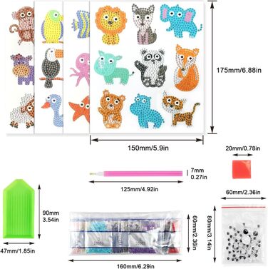 Алмазний живопис наклейки DIY 5D Алмазний живопис картини Діамантовий живопис для дітей 36 шт. Міні маленькі тварини мультфільм алмазні малюнки для 5 років Діти Хлопчик Хлопчик Дівчинка Початківці Дорослі (Стиль 2)