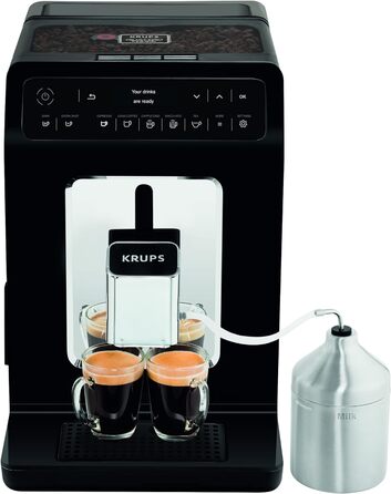 Повністю автоматична кавоварка Krups EA8918 Evidence OLED дисплей Barista Quattro Force Technology 12 Кава 3 варіації чаю Капучино в один дотик Функція 2 чашки Чорний Чорний Сингл