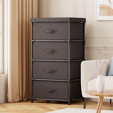 Комод, тканинний комод з 4 шухлядами, шафа для зберігання речей, комод для передпокою, спальні, вітальні та офісу - Чорний