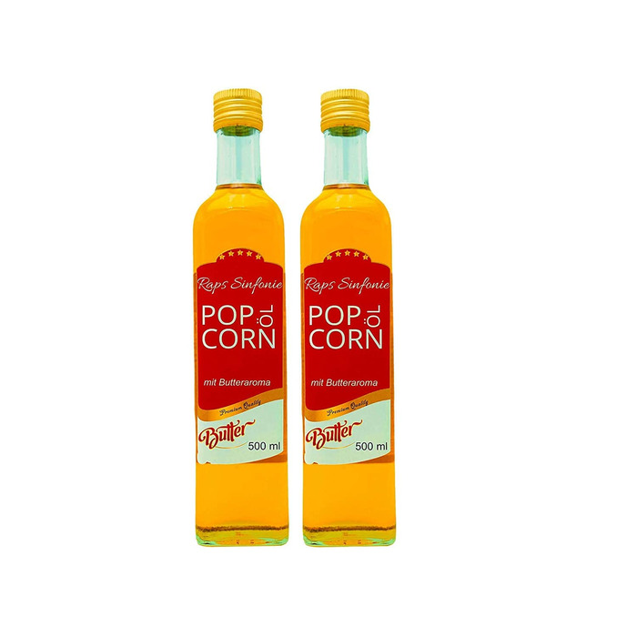 Літр олії для попкорну з тонким смаком натурального вершкового масла та практичним носиком Попкорн зі смаком кукурудзяного масла з високим нагріванням Жир Rapeseed Symphony зі смаком олії виноградних кісточок та вершкового масла 500 мл (2 шт. в упаковці),
