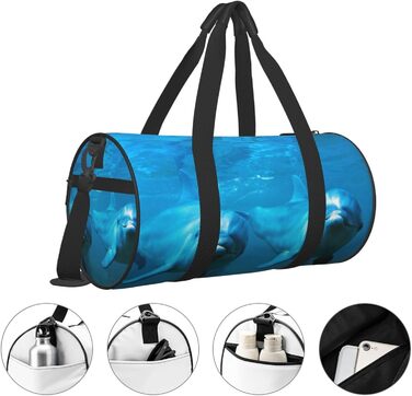 Спортивна сумка, дорожня сумка, з принтом дельфіна, чорна, універсальний розмір