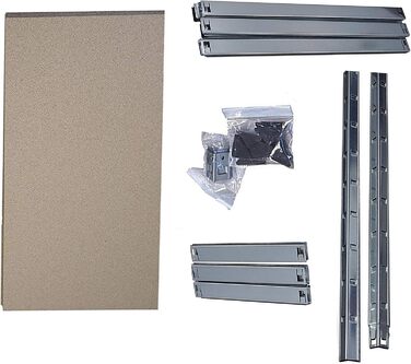 Полиця, міцна металева полиця для підвалу, надміцна полиця, полиця для зберігання, що вставляється в розетку, легко збирається, оцинкована, 4 полиці розміром 150 x 75 x 30 см, вантажопідйомність 280 кг 1 полиця - 150 x 75 x 30 см, 1