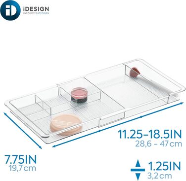 Органайзер для косметики iDesign, висувна пластикова коробка для ящиків, практичний туалетний столик, аксесуари для сортування, аксесуари та багато іншого, прозорий