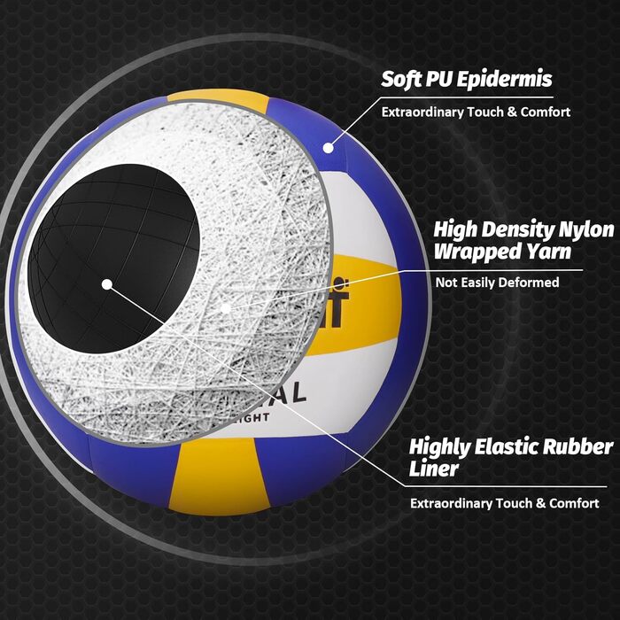 Волейбольні м&39ячі, пляжний волейбол з м&39яким дотиком, спортивні волейбольні м&39ячі, офіційний розмір 5, волейбольні м&39ячі для приміщень та вулиці, синьо-жовті