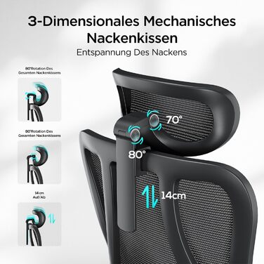 Ергономічне офісне крісло Hbada P3 Pro, стілець для роботи з регульованим підголівником, поперекова підтримка, великий кут нахилу, еластична сітчаста спинка, чорний колір (без підставки для ніг)