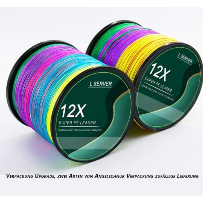 Волосінь LPATTERN - 500 м/1000 м, 12-ниткова плетена волосінь з поліетилену (діаметр 0,14 мм-0,60 мм міцність на розрив 12,6 кг-81 кг), 500 м - різнокольорова, 4,0/0,32 мм/29,5 кг