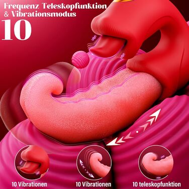 Вібратор Glanvoo, з стимуляцією язика та клітора, 10 режимів поштовхів, 10 режимів вібрації