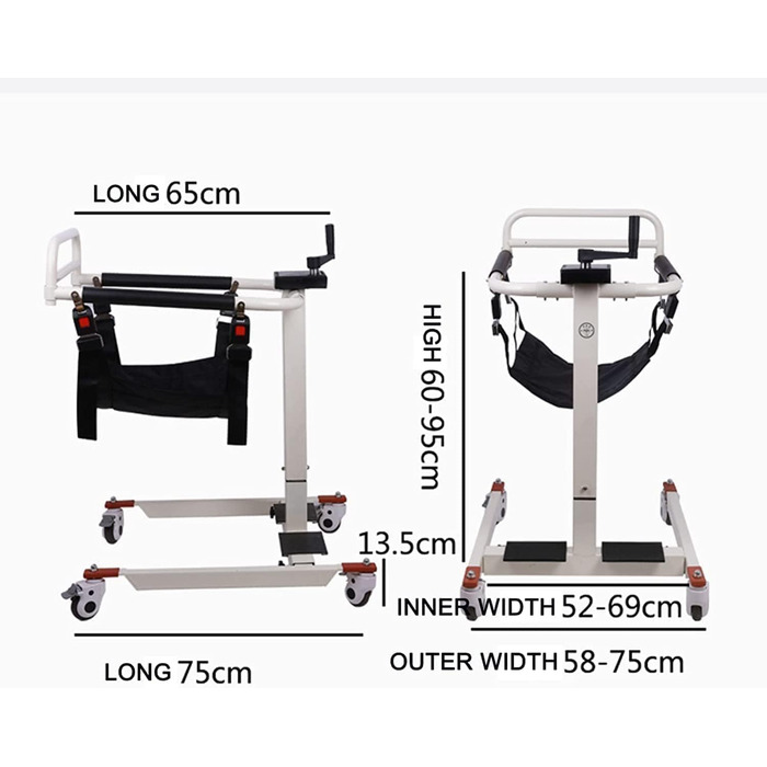 Переносне крісло колісне для підйому пацієнтів транспортне мобільне крісло зі сталі з м'яким сидінням і тумбочкою зручне транспортування для перенесення тіла пацієнтів більш надійне
