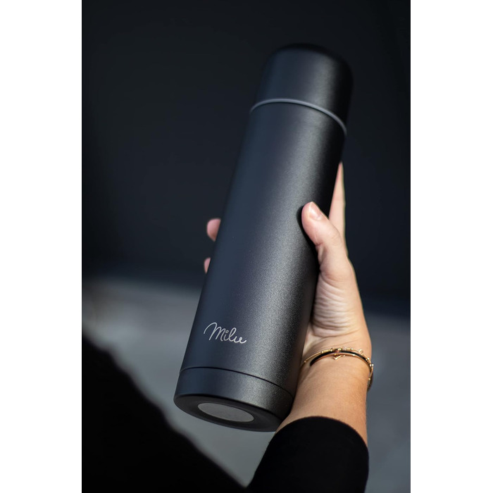Термос Milu, ізольована пляшка, 1 л, 750 мл, 500 мл - ізольована пляшка для пиття з нержавіючої сталі, 100 герметична, з подвійною ізоляцією (чорна, 1000 мл) 1000 мл чорний