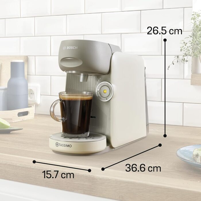 Капсульна кавоварка Bosch Tassimo finesse TAS167P, 70 напоїв, більш насичена кава одним натисканням кнопки, автоматичне вимкнення,