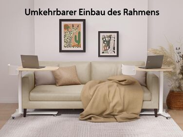 С-подібний журнальний столик, регульований по висоті з колесами, мобільний стіл з шухлядами, невеликий столик для ноутбука з регульованою висотою, пневматичний стоячий стіл для дивана, ліжка, вітальні, дуб, 75 x 45 см