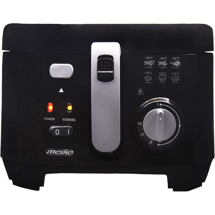 Фритюрниця з олією 2,5 літра мастила, електрична, маленька, регульований термостат, знімний контейнер для масла з антипригарним покриттям, фільтр запаху 1800 Вт, чорний, 4908