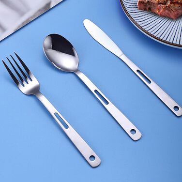 Набір столових приборів Healifty Travel Cutlery для кемпінгу з нержавіючої сталі з 5 предметів ніж, виделка, ложка та сумка - портативні столові прибори для пікніка, барбекю та походів на свіжому повітрі