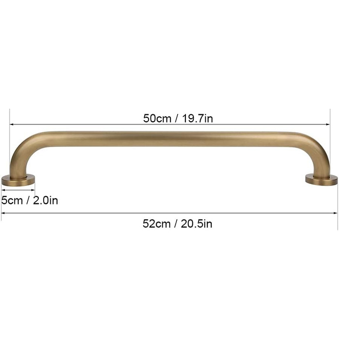 Поручні для душу CHEOTIME для ванн і душових кабін, латунне настінне кріплення, 20,5-дюймовий безпечний поручень для ванної кімнати для людей похилого віку або інвалідів з прихованими гвинтами