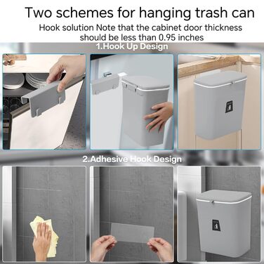 Відро для компосту для кухні, 9-літрове відро для сміття, на стільницю або під раковину, підвісне невелике відро для сміття з криш