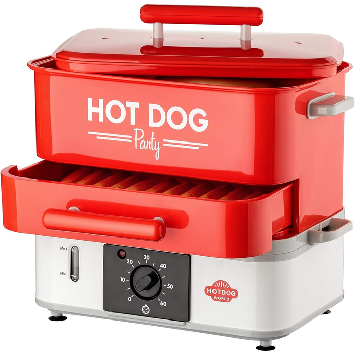 Велика машина для приготування хот-догів із відділенням для підігріву булочок - пароварка для вечірки з хот-догами