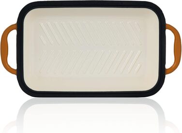 Чавунна емальована жаровня Mahlzeit з кришкою 4,8 л Сонячний апельсин жаровня 2 в 1 зі сковородою безпечна для духовки, безпечна д