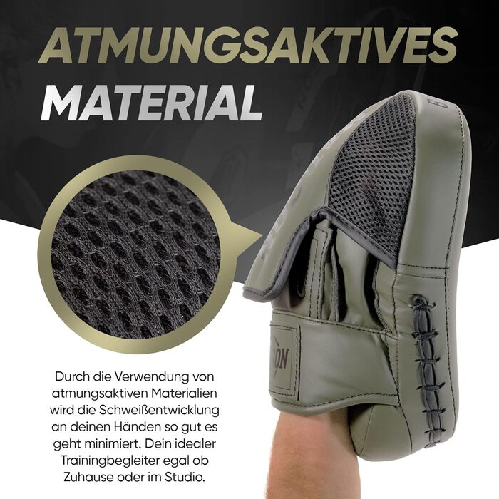 Преміум-фокусувальні щитки для оптимального поглинання ударів, 1 пара боксерських фокусувальних щитків для боксу, бойових мистецтв, ММА, кікбоксингу, тхеквондо, оливково-чорні