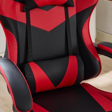 Ергономічне ігрове крісло з функцією масажу та підставкою для ніг - вантажопідйомність 136 кг, регулювання висоти, поворотне крісло на 360 з поперековою опорою - чорне ігрове крісло для ПК та домашнього офісу (червонечорне)