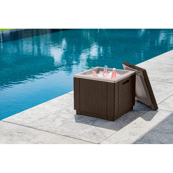 Холодильник / Бічний столик Ice Cube, Імітація ротанга, Пластик, Графіт, 218759