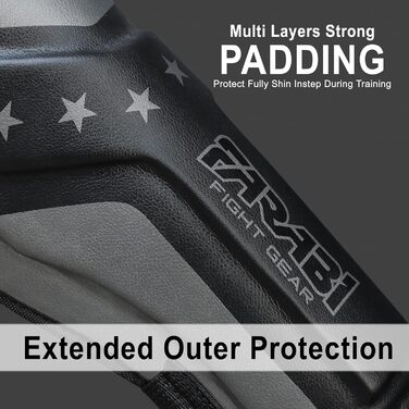 Щитки для гомілок Farabi Sports для дітей, кікбоксингу, ММА, муай-тай захист гомілки для тренувань, спарингу, боксерського спорядження та бойових мистецтв, дитячі, чорні