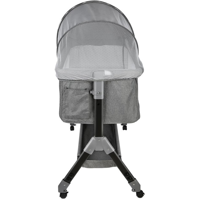 Дитяче ліжечко-колиска, 4-рівневе регулювання висоти, 3-в-1 дитяче ліжко та колиска, ліжечко з колесами, москітна сітка, нахил 20, 104 x 52 x 100-110 см Linen Grey