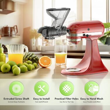 Насадка для жувальної соковижималки TPGSING для міксера Kitchenaid, відділення залишків соку, машини для фруктового соку для Kitchenaid, насадка для повільної соковижималки з подвійним жолобом подачі зі штангою для KitchenAid