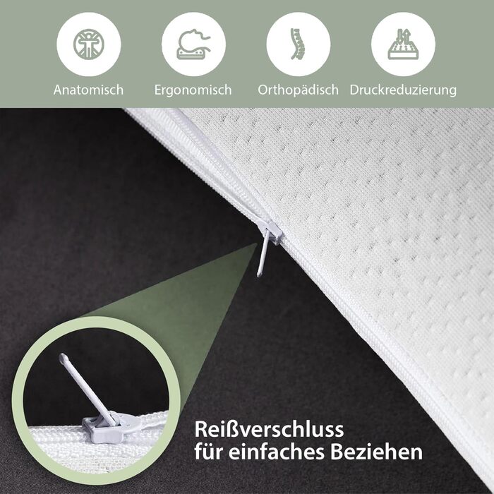 Ортопедична подушка для підтримки шиї з в&39язкопружної гелевої піни та чохла з алое вера - дихаюча подушка, подушка для сну для підтримки шийного відділу хребта та полегшення болю в шиї для дітей та тих, хто спить на животі (70x42x10 см) В&39язкопружна г