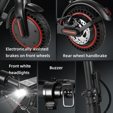 Електричний самокат з допуском до дорожнього руху, 3 режими швидкості, акумулятор класу А 10,4 Аг, запас ходу 35 км та вантажопідйомність 120 кг, складаний електросамокат 8,5 дюймів