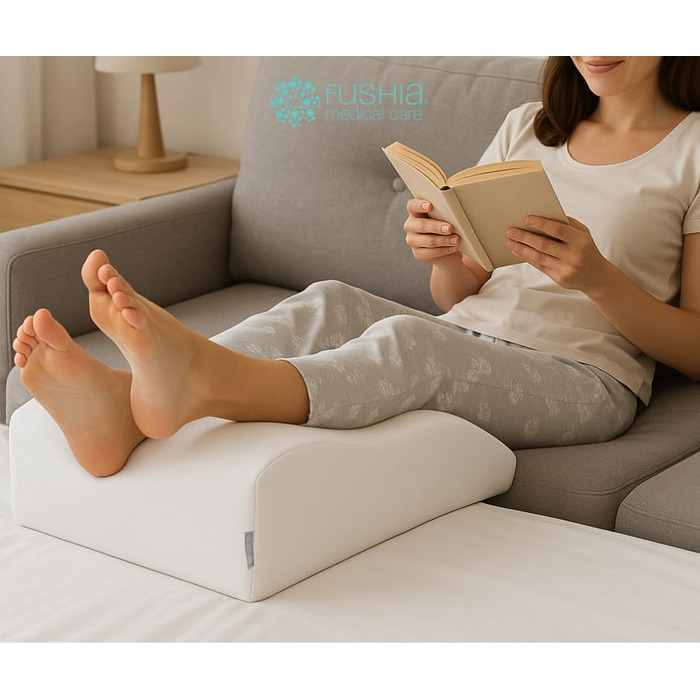 Подушка для ніг з м&39якою піною, ортопедична подушка для ніг з чохлом, який можна прати, для підтримки ніг та при поганому кровообігу (біла тканина)