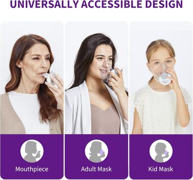 Інгалятор FEELLIFE, Безшумний інгалятор для дорослих, дітей, 3 регульовані моделі, Надлегкий інгалятор без рук, Інгалятор для дому та в дорозі, Акумуляторна батарея Білий