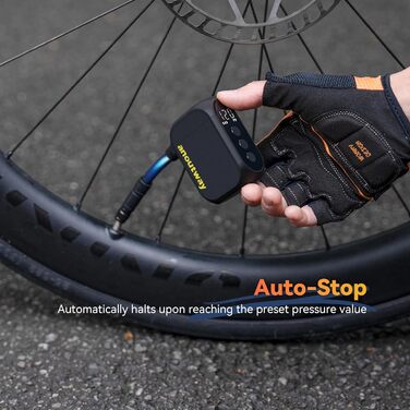 Міні-велосипедний насос Tiny Pump anoutway, електричний повітряний насос з цифровим манометром, електричний повітряний насос для велосипеда, автоматичне відключення для гірських, міських та гоночних велосипедів AT1 PRO