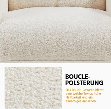 Крісло для відпочинку Yaheetech, крісло для телевізора, одномісний диван, реклайнер з регульованою підставкою для ніг, крісло для відпочинку з тканини букле, кольору слонової кістки.