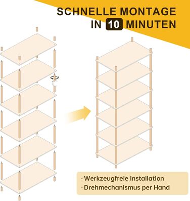 Полиця, Біла вузька книжкова шафа, Висока окремостояча полиця з 6 полицями, Дерев&39яна відкрита тонка кутова полиця для спальні та вітальні, 165 x 60 x 30 см Біла 6 полиць, 60 см (Ш)