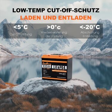 Літій-іонний акумулятор Cloudenergy 12,8 В 100 Аг LiFePO4, 1280 Втгод, 100 А Bluetooth BMS із сенсорним екраном, 6000 циклів заряджання/розрядки, підходить для автофургонів, човнів та кемпінгу. (DP-12V-100Ah)