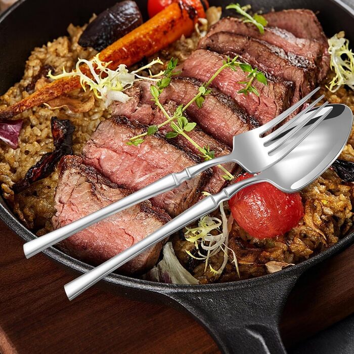 Набір столових приборів Багаторазові столові прибори, набір посуду з 16 предметів з нержавіючої сталі для дому, кухні, квартири, обідньої перерви, приготування їжі, обіду, подорожей, кемпінгу, їжі, стейку