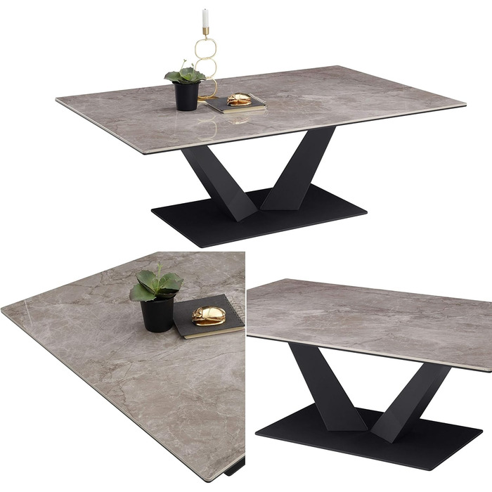 Журнальний столик Stella Trading Gisele з керамічною поверхнею та металевим каркасом, антрацит - високоякісний диванний столик для вашої вітальні - 120 x 40 x 80 см (Ш/В/Г)