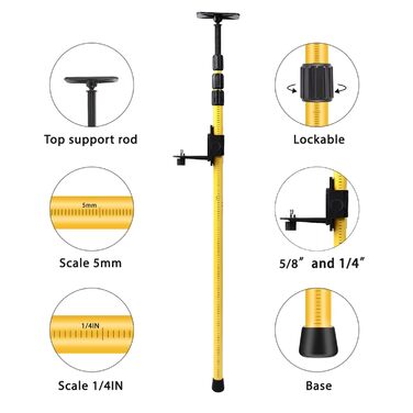 Телескопічна стійка 2,8 м, поперечна телескопічна стійка, телескопічна опора, висувна телескопічна нівелірна стійка з висотою кронштейна 1/4 дюйма і гвинт з різьбленням 5/8 дюйма