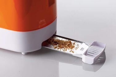 Білий тостер, місткість на 2 скибочки, 9 рівнів підсмажування, 700 Вт, 3 функції, помаранчевий білий / помаранчевий, 159 Toasttime